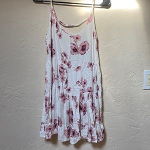 Women One Size Brandy Melville White Pink Flower Dress